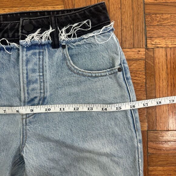 Alexander Wang Women’s Sz 24 Blue and Black Cult Duo Straight Leg Crop Jeans - Picture 10 of 16